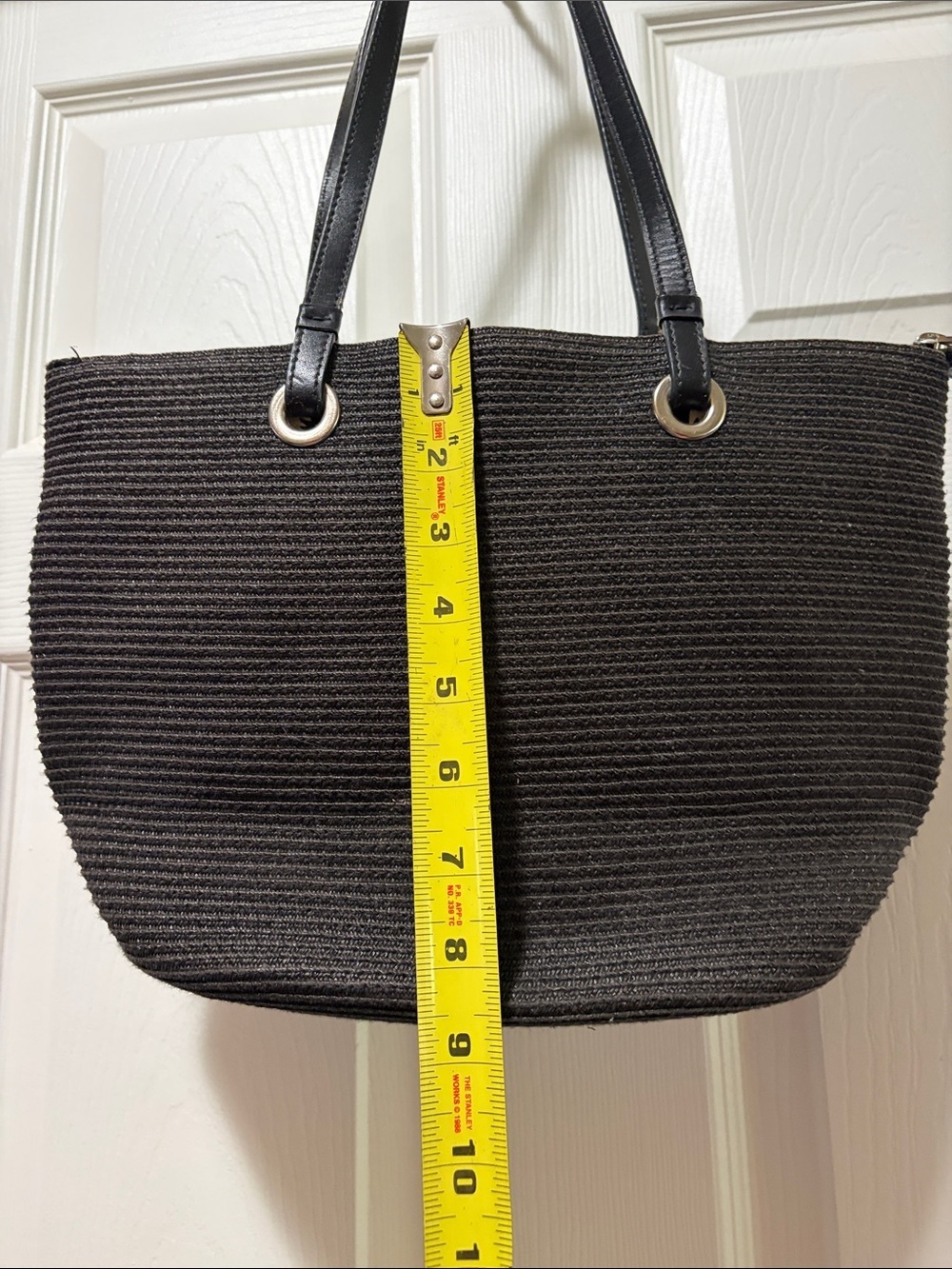 Talbots Black Woven Tote with Leather Straps - Picture 5 of 9